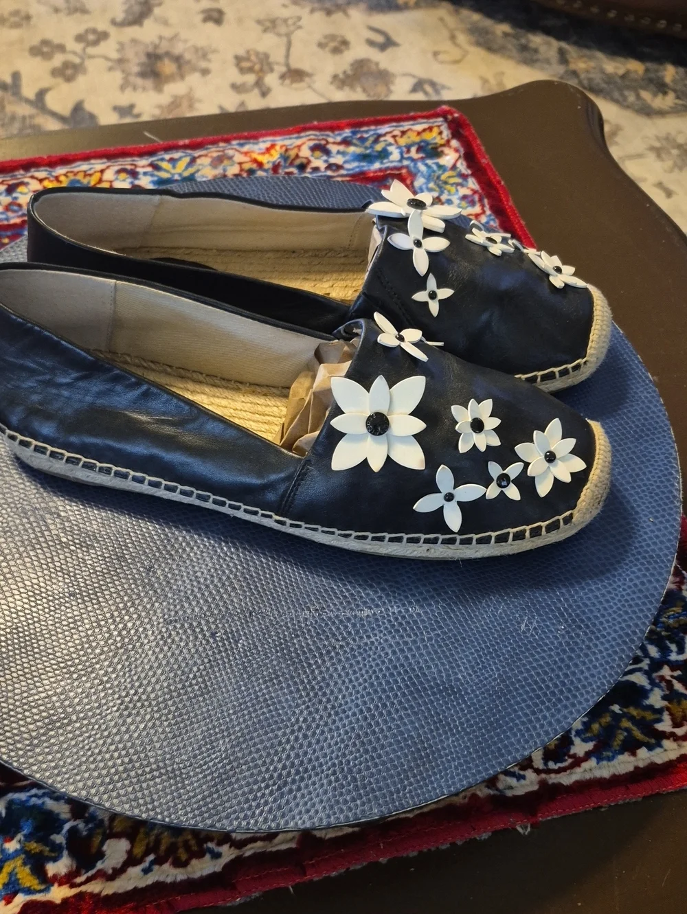 Michael Kors Lola Kendrick Slip On floral leather EspadrSz.8.5. (2084Sh) EC.